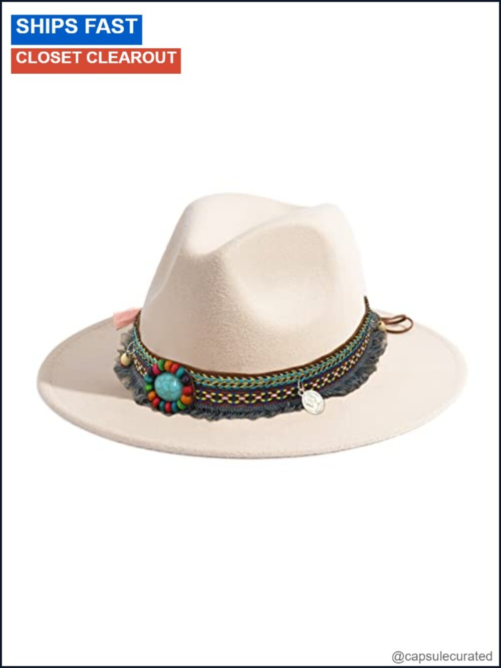 Felt Fedora Hat Wide Brim Panama Tassel
